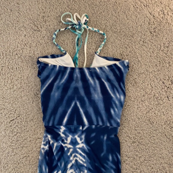 Cynthia Rowley sz Xs tie-dye maxi dress braided tie round the neck - Picture 4 of 5